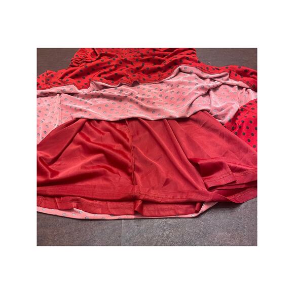 Lindy Bop Red Black Polka Dot Ruched Fit & Flare Dress Bow Shoulder Size US 20 - Picture 9 of 9